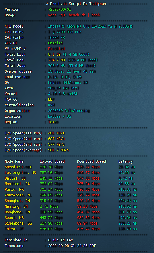 年付USD11.88 RackNerd 便宜稳定VPS简单评测 33 Superbench test 2