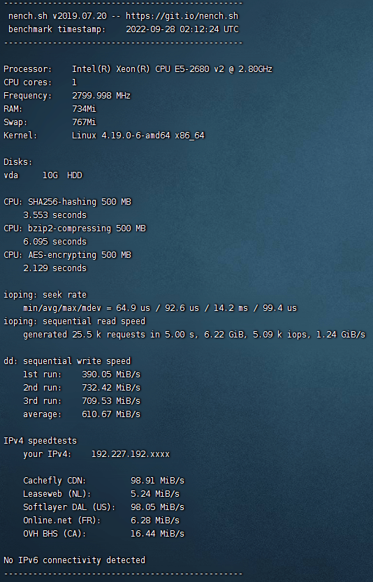 最新VPS性能速度测试脚本汇总 37 vps Nench.sh test